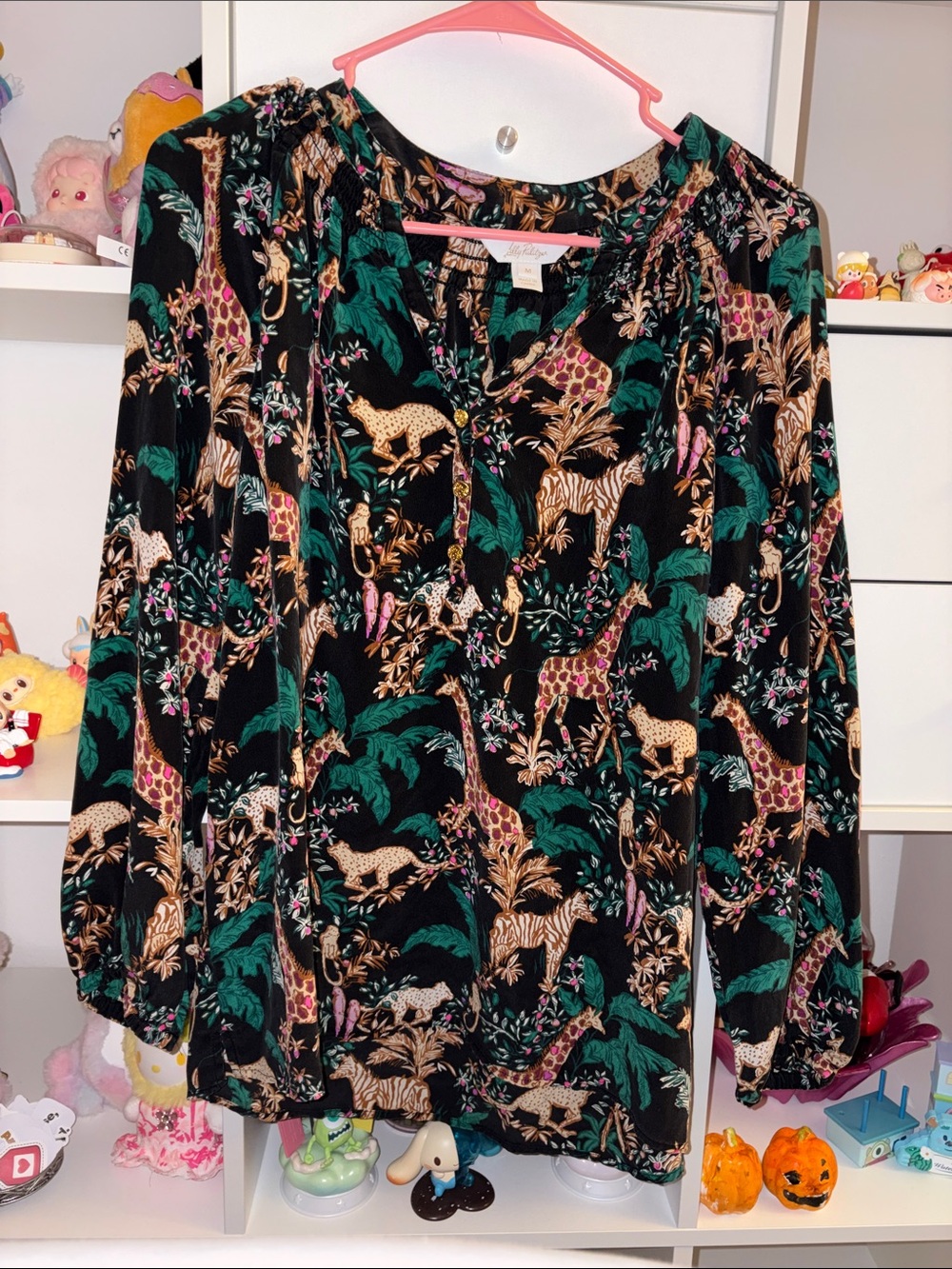 Lilly Pulitzer Jungle Animal Print Long Sleeve Blouse